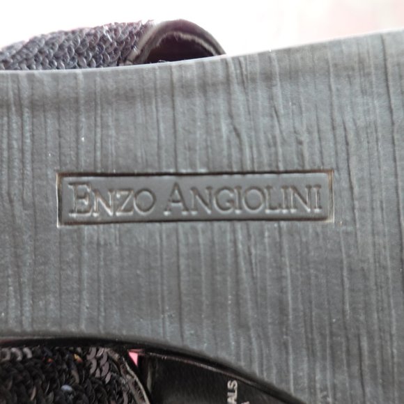 (NWT) Enzo Angiolini Patent Blk/Silver Reversible Sequin Low Wedge 8.5M - Picture 11 of 14
